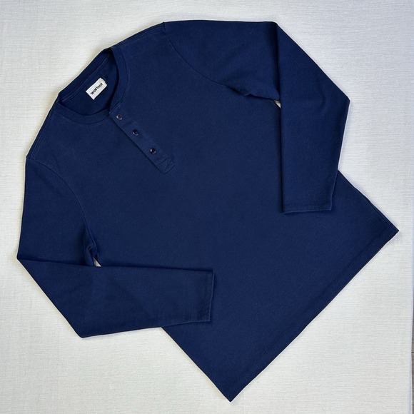 Taylor Stitch Other - Taylor Stitch Shirt Mens 40 Medium Heavy Bag Henley Navy Blue 3 Button Casual